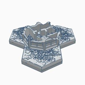 Sci-Fi Destroyed Building 9 with Hex Base SFDHB009
