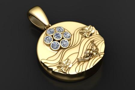 Floral Gold Pendant 3D printable model