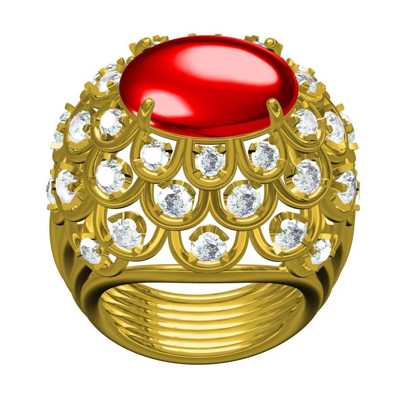 Ruby Cabochon Cocktail Ring