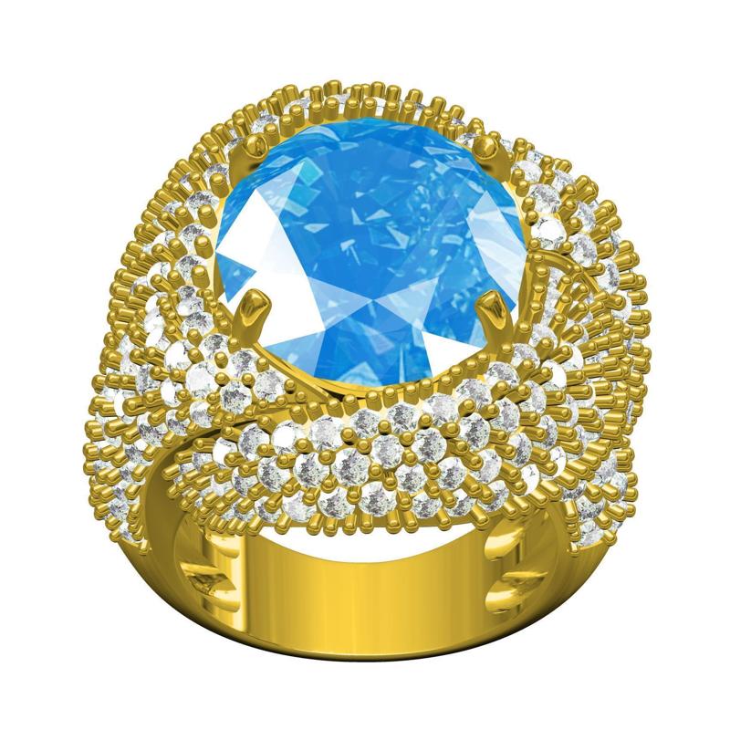 Unique Aquamarine Diamond Cocktaile Ring