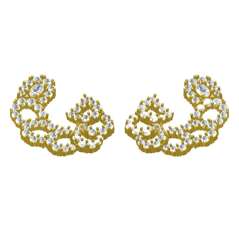 Antique Crystal Round Diamond Stud Earring