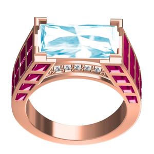 Aquamarine Baguette Cut Diamond Ring