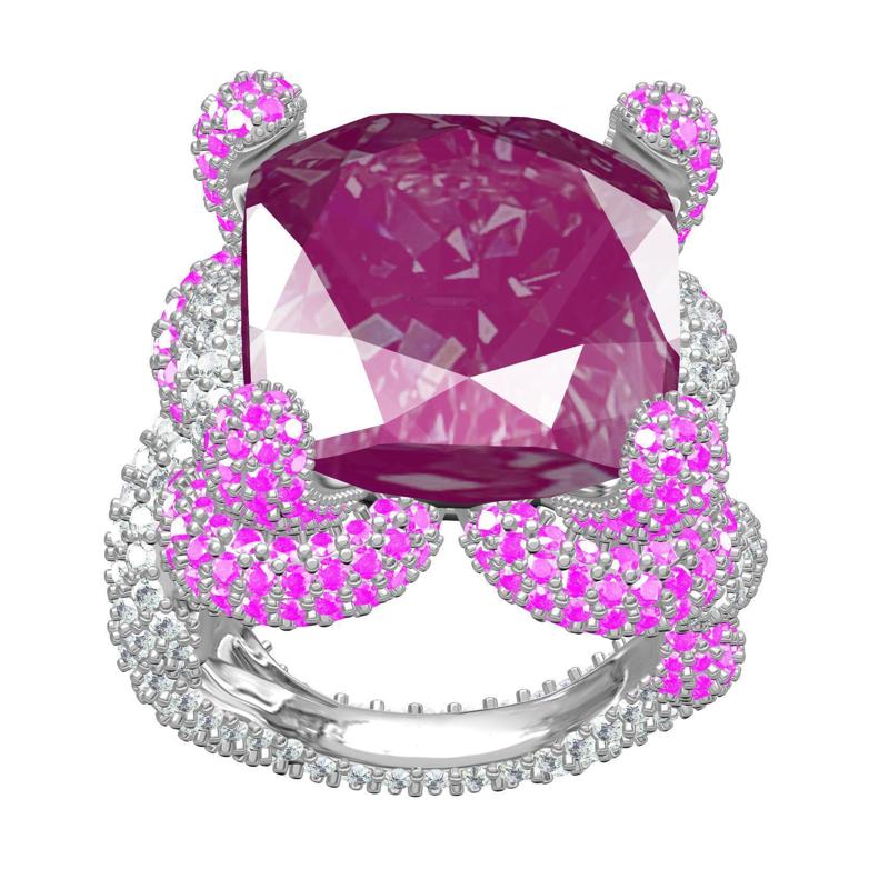 Pink Sapphire Diamond Cocktail Ring