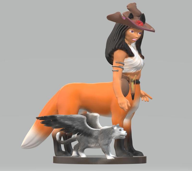 Foxiytaur Witch with Tressym Familiar