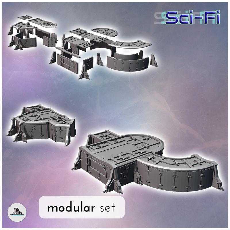 Modular futuristic Sci-Fi fortified bunker with corner metal pillars (19) - Future Sci-Fi SF Post apocalyptic Tabletop Scifi Wargaming Planetary exploration RPG Terrain