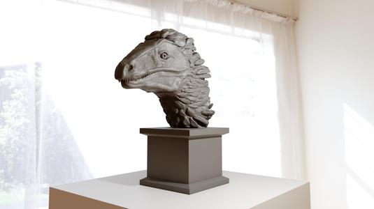 velociraptor dinosaur head bust