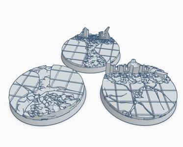 Set of 3 Gothic 50mm by 50mm Round Miniature Bases
