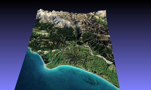 Mouth of the Clarence River (Waiau Toa), New Zealand (Colour)