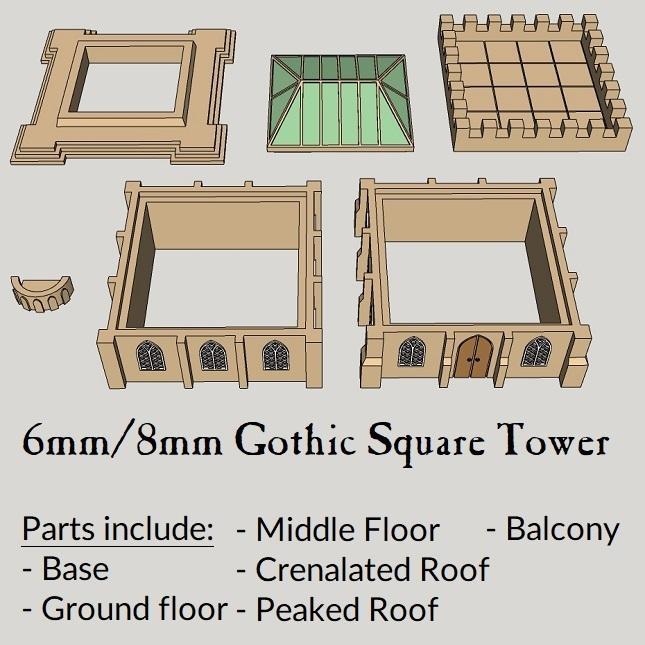 6MM & 8MM Modular Gothic Square Tower