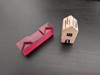 Business Card 3D house stencil stamp