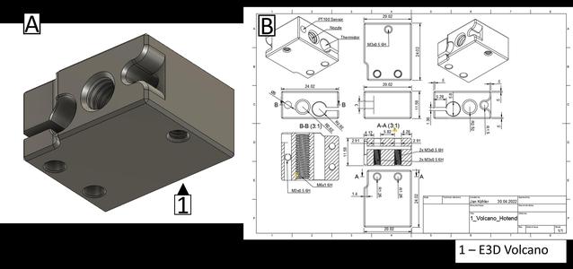 E3D VOLCANO Technical Model + Drawing (PDF)