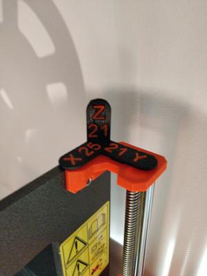 Clip-in XYZ build volume fingerpost for Prusa i3