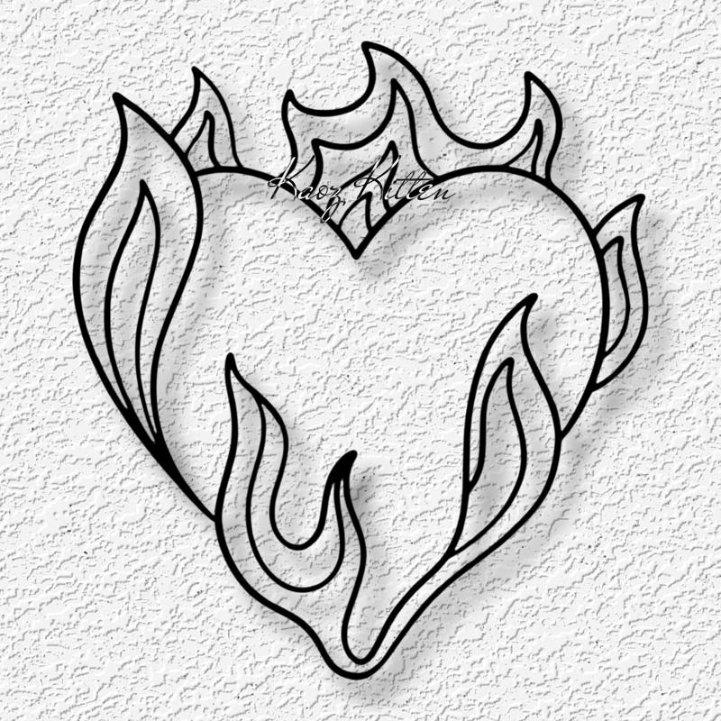 VALENTINES DAY HEART FLAMES WALL ART LOVE HOME DECOR