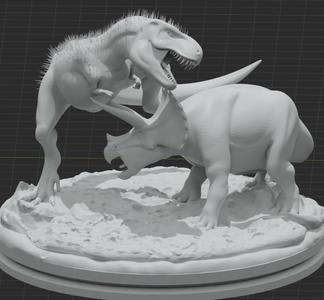 Trex and Triceratops Fighting