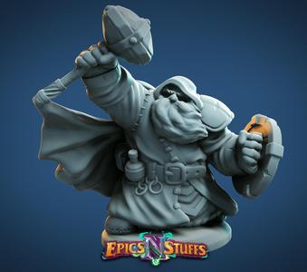 Dwarf Cleric Miniature - Pre-Supported