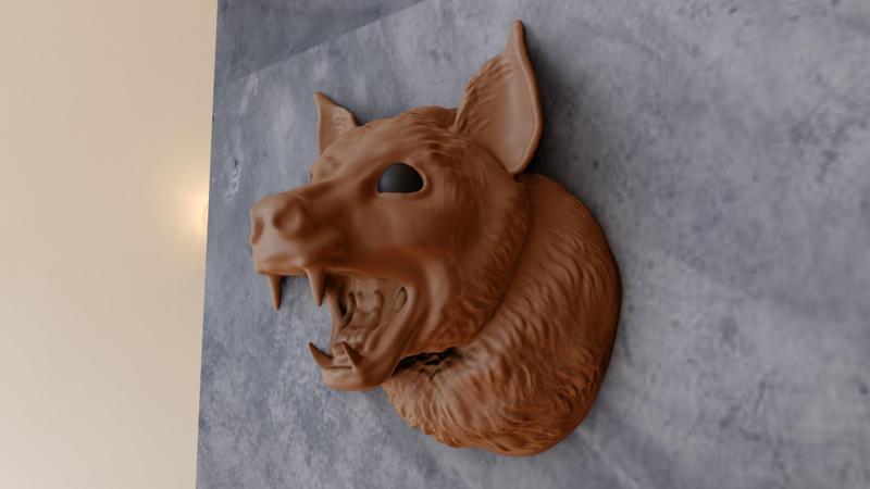 Flying fox screaming bat wall mount head decor stl