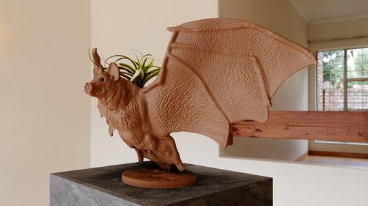 vampire bat fying planter pot flower vase stl