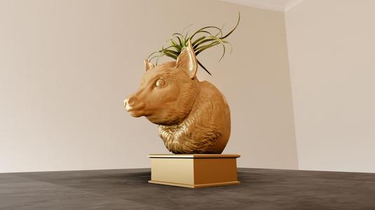 flying fox bust planter pot flower vase stl