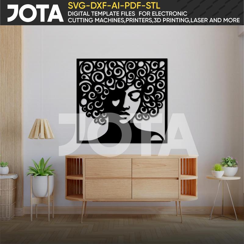 Girl Wall Decor - Girl Wall Decor Laser Cut SVG DXF EPS - MDF Silhouette - DIY Room Art Design