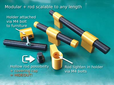 ➖🔘 Round rod - modular handle system (with HIDEOUT possibility)