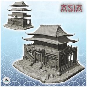 Big asian building with double access stairs (36) - Asia Terrain Clash of Katanas Tabletop RPG terrain China Korea