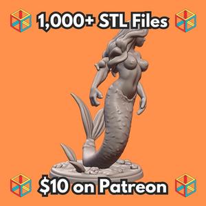 NSFW Nude Mermaid Statue with Ocean Floor Display MineeForm FDM 3D Print STL File