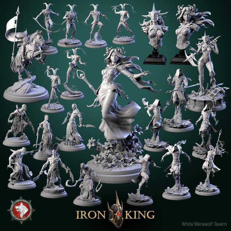'Iron King' August 2024 release 23 STL's miniatures pre-supported + dnd 5e stats block