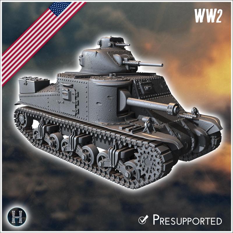 M3 Lee Medium Tank (combat damaged version) - USA US Army Western Front Normandy Africa Bulge WWII D-Day