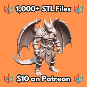 28mm DND Fantasy Mini Legendary Noble Winged Dragon Guardian MineeForm FDM 3D Print STL File
