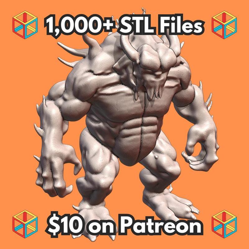 28mm DND Fire Demon with Spiky Armor MineeForm FDM 3D Print STL File