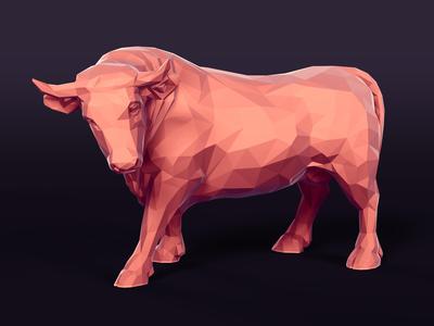 Polygonal Bull Statue