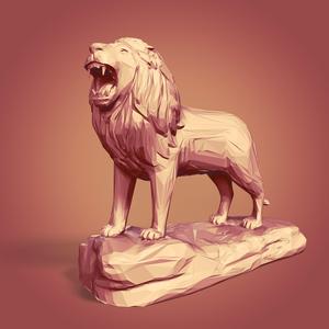 Polygonal - Lowpoly Lion Statue