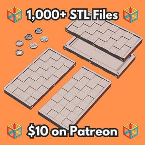 Portable Checker Set with Magnetic Board and Themed Game Pieces (8mm x 2mm Magnets) MineeForm FDM 3D Print STL File