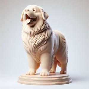 1056 Color 3D Model of a Laughing Newfoundland Dog on a Pedestal , pug, dachshund, poodle, cat, dog, monkey, elephant, beagle, bear, lion, fox, faun, pomeranian, troll, wolf, majestic, totem, newfoundland, crocodile