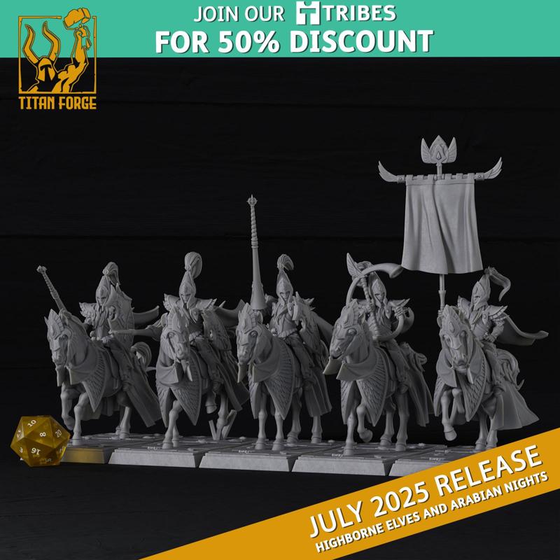 Highborne  Elite Cavalry - Highborne Elves and Arabian Nights - Titan Forge Miniatures July 2025