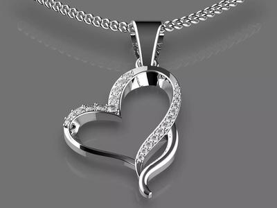 Fantacy heart pendant   gold printable 3D model