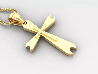 Light Gold 18K Cross Pendant 2CP047