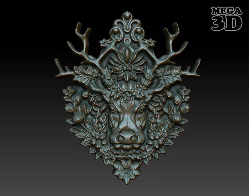 Stag Pendant Bas Relief 05 230612