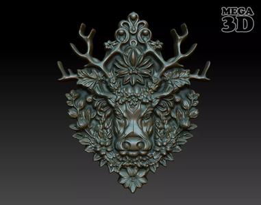 Stag Pendant Bas Relief 05 230612