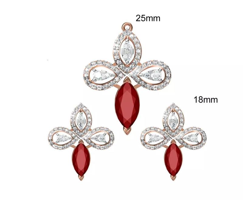 Women Earrings Pendant Set STL FBX JCD Details