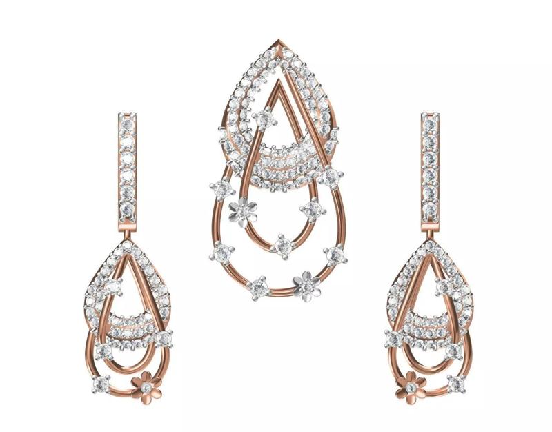 Women Earrings Pendant Set STL FBX JCD Details