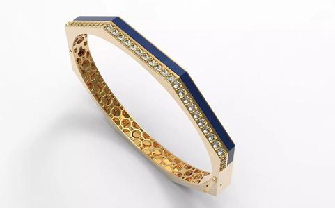Six sided enamel bracelet