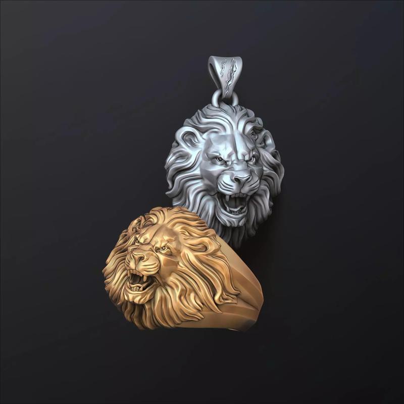 Lion Pendant Ring Collection Set