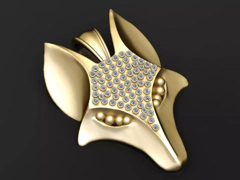 fox head pendant   3D printable model