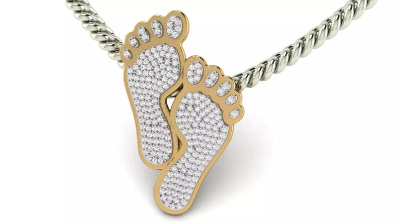 Diamond Lucky Feet Pendant