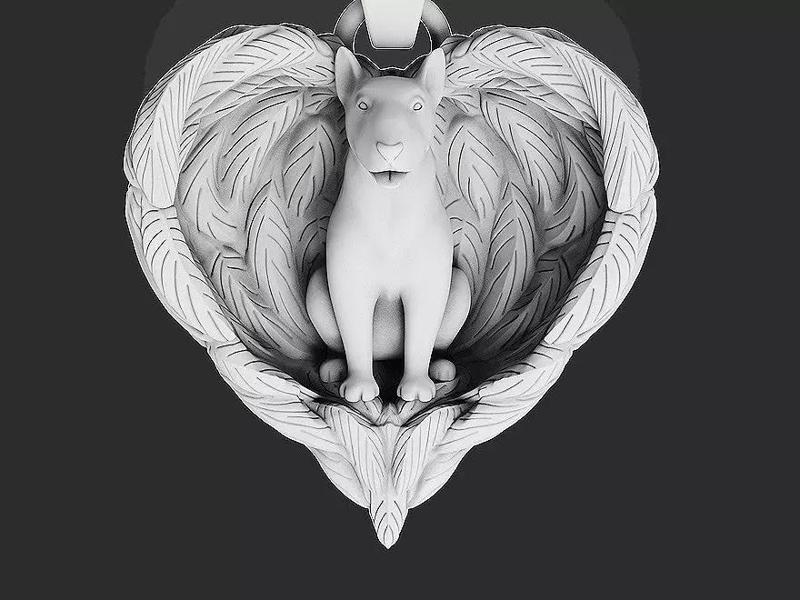 Bull Terrier dog pendant Sculpture jewelry gold