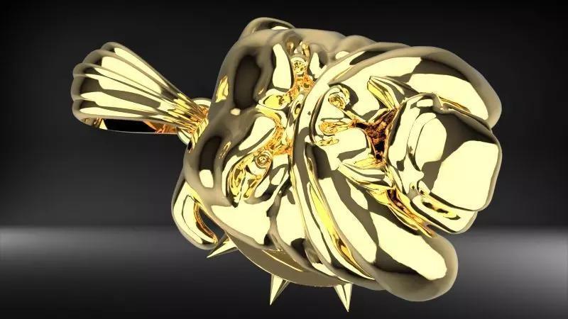 Bull Dog Head Pendant Charm Necklace Light Weight Jewelry