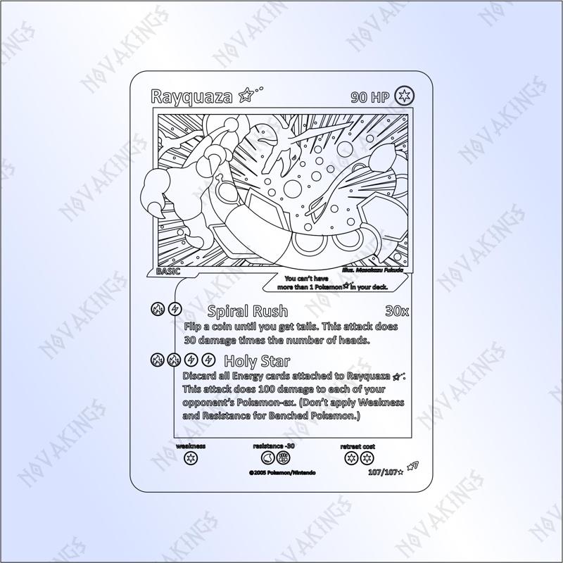 Rayquaza Gold Star Pokemon Card Vector SVG PDF DXF Laser Cutter File