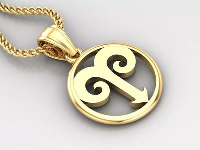 Circle Aries Light Gold Pendant Version 6