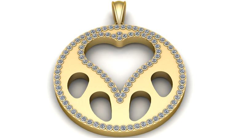 PAW ROUND Pendant 3d printable model